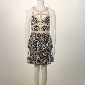 Rebecca Taylor Silk Tiger Print w/ Leather Trim Cage Dress NWT - Size XS / 2